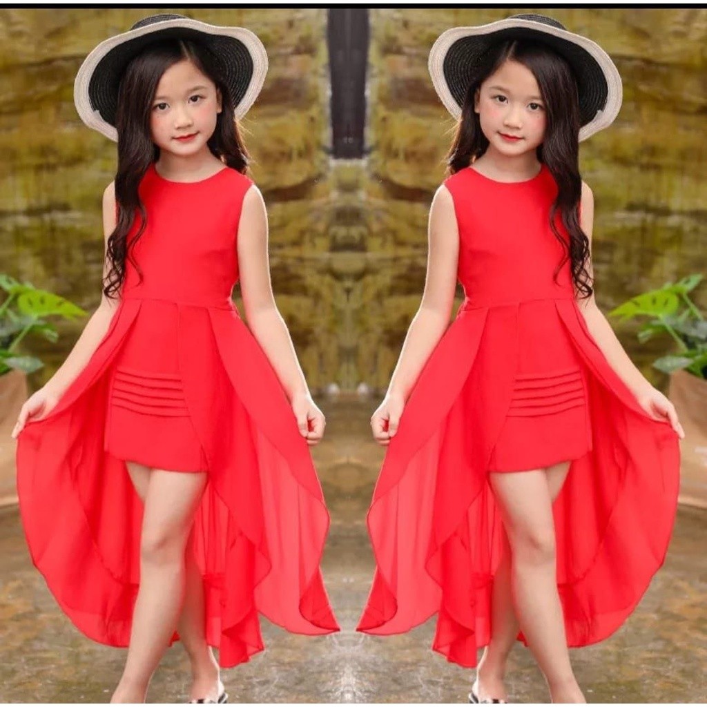 NEW COD [dress regi] BAJU DRESS ANAK REMAJA NATAL KOREA TERBARU BROKAT PANJANG KEKINIAN - Dress Anak