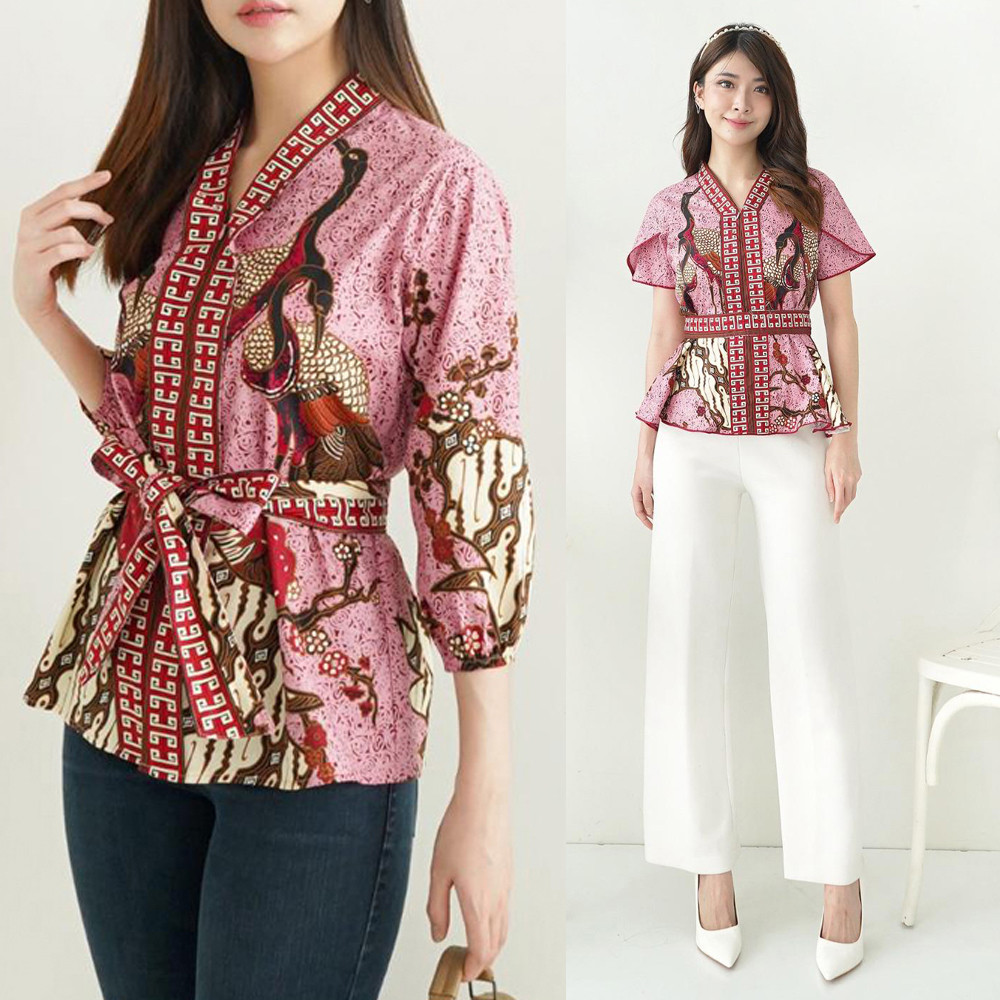 GIRLY Fatima Rovia  Blouse Batik Modern Baju Atasan Seragam Batik Couple Keluarga Sarimbit Kebaya Mo