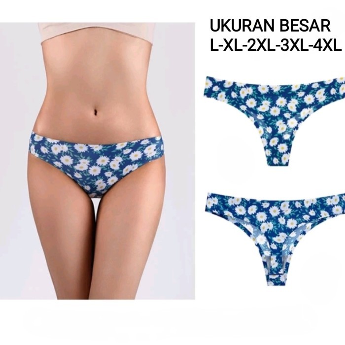 Celana Dalam Wanita Seamless BIG SIZE L-4XL LYCRA Thong PREMIUM Import - No. 6, L