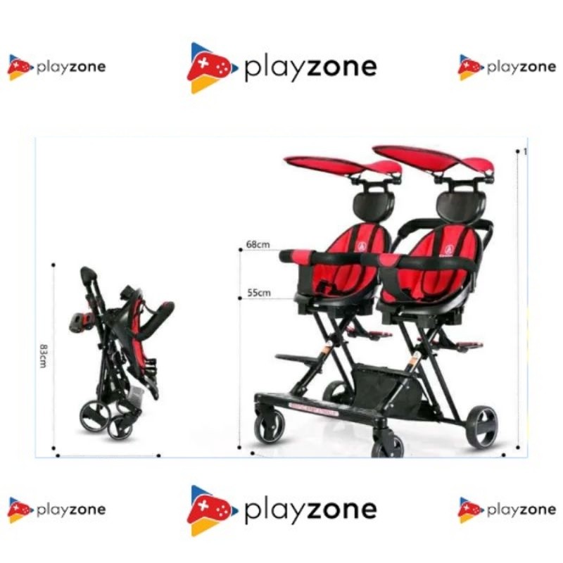 Stroller Twins Exotic LW-366, Spacebaby SB-1013 Toys, Cup Holder, 5Point Seat-belt