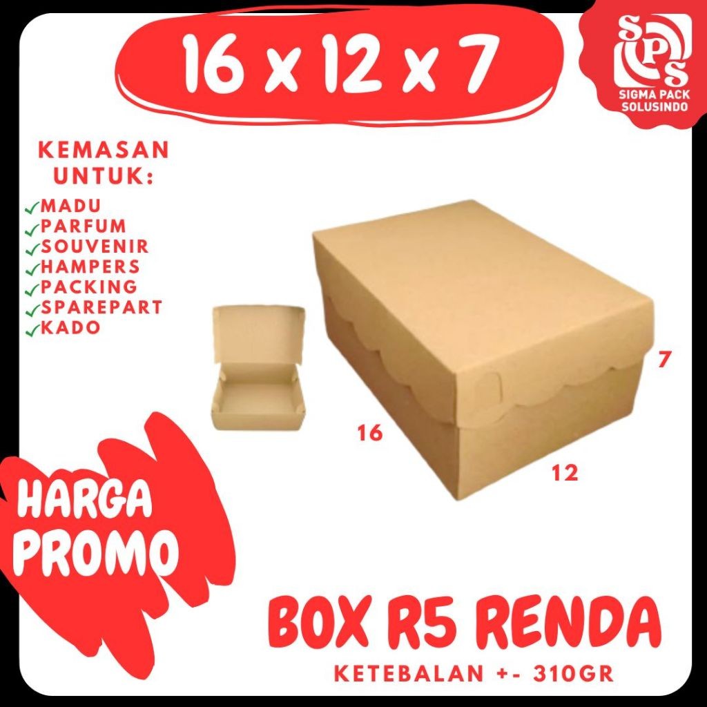 

Dus Kue R5 310 / 250 Gr Kotak Kue 16x12x7 R5 Kraft Cokelat Dus Jajan Coklat Finishing Warna Kraf Coklat/Brown VICTORY JPN