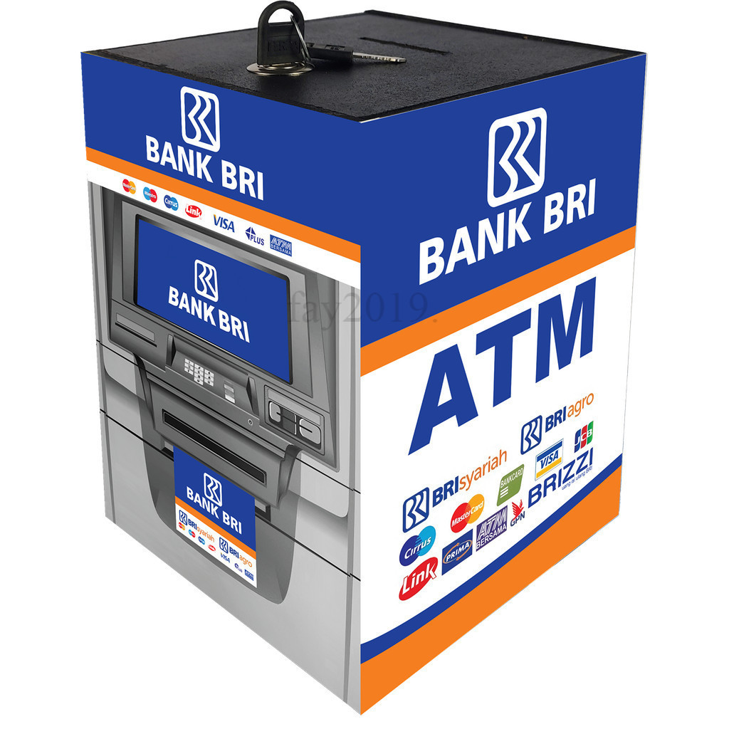 Celengan ATM Kunci Besar 15x20 Buka Tutup Motif BCA Karakter Mandiri Bri Tabungan Besar Unik Premium