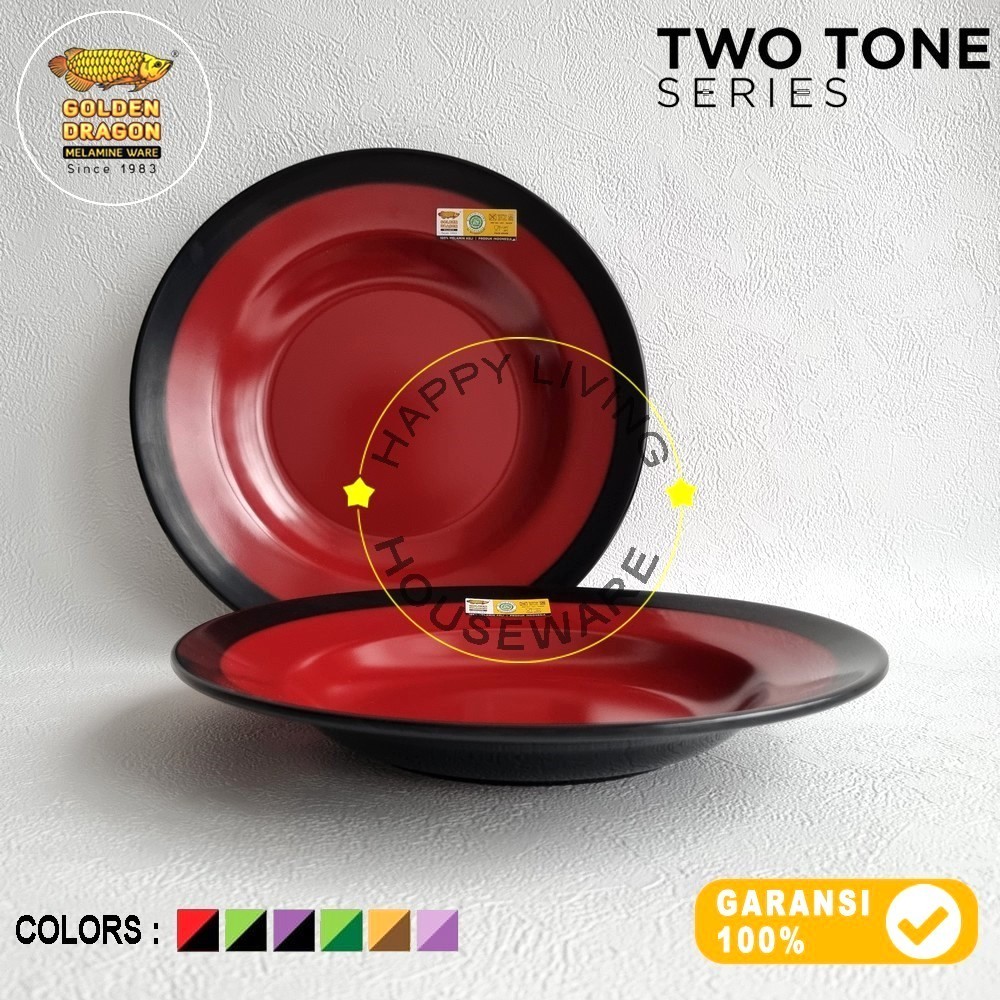 GOLDEN DRAGON Piring Dalam Lis 9in Piring Makan List 23cm Merah Hitam