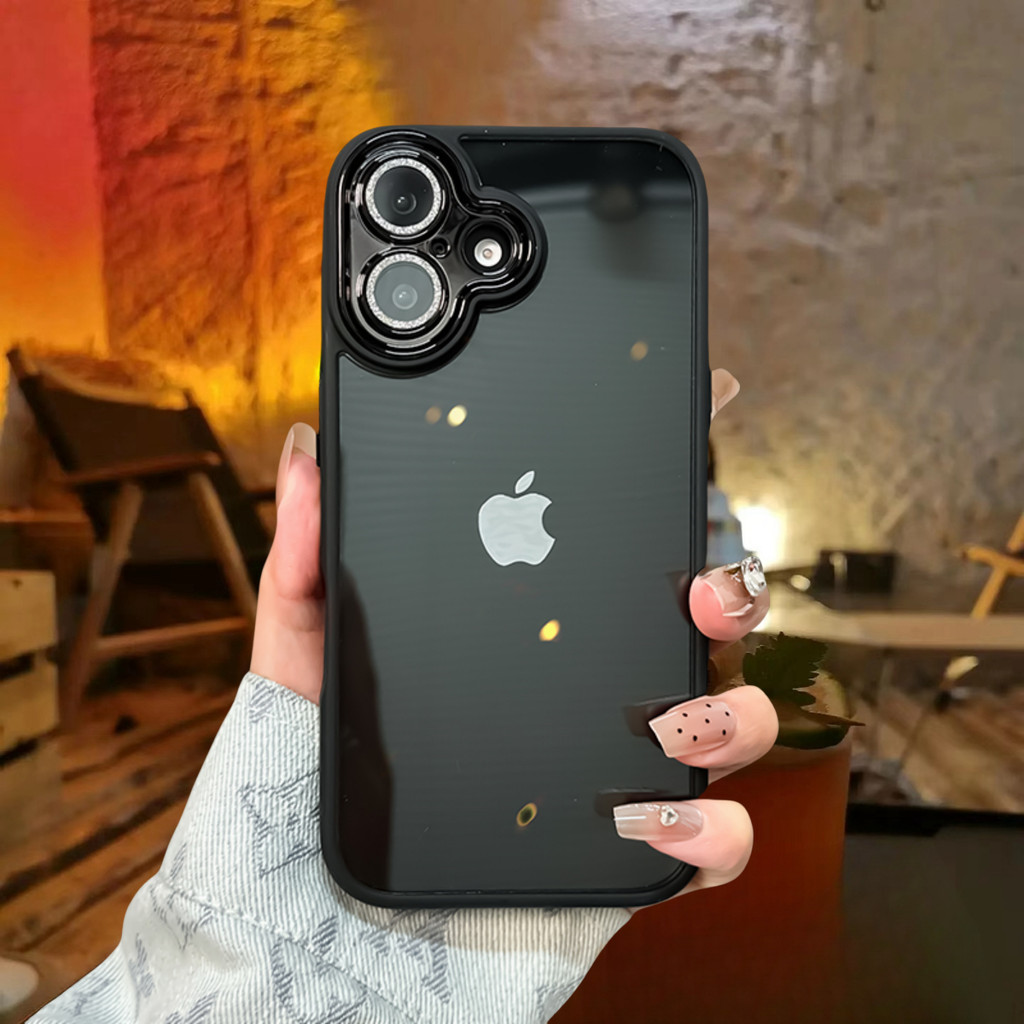 New casing Glitter Berlian Berkilau Mewah dengan Lensa Pelindung Lensa Kamera Clear Case Lembut untu