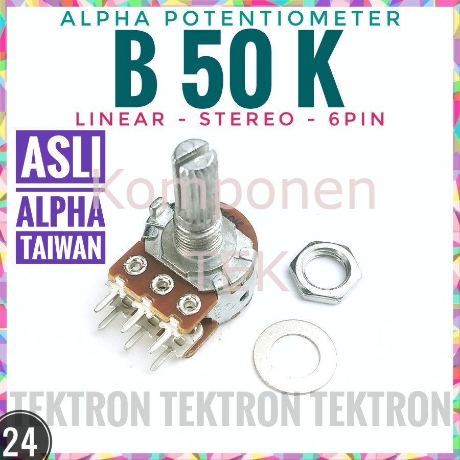 ALPHA B50K Stereo ASLI TAIWAN POTENTIOMETER 503 B503 POTENSIO 50K 50Kohm Barang Baru