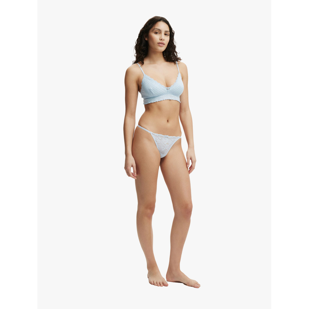 Cotton On Body - Pakaian Wanita - Everyday Lace Tanga G String Brief - Eiffel Sky