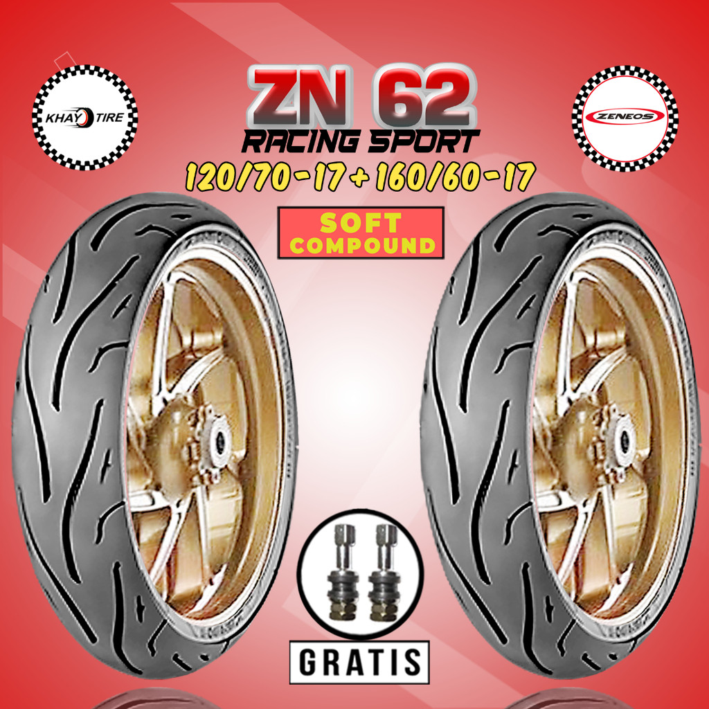 Paket Ban Soft Compound Motor Sport - Supermoto ZENEOS ZN62 RS 120/70-17 + 160/60-17 Tubeless
