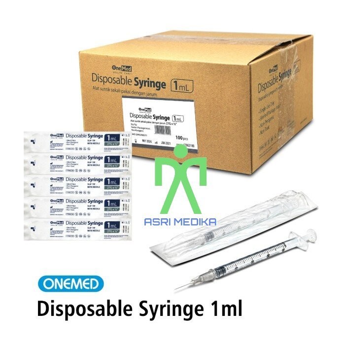 Spuit 1cc, 3cc, 5cc, 10cc Onemed Per Box isi 100 Jarum Suntik Syringe 1ml 3ml 5ml 10ml Spet Speet