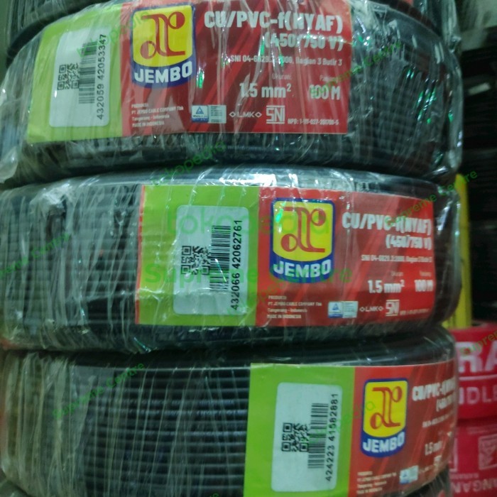 Kabel Listrik JEMBO NYAF 1,5 mm - Kuning Hijau