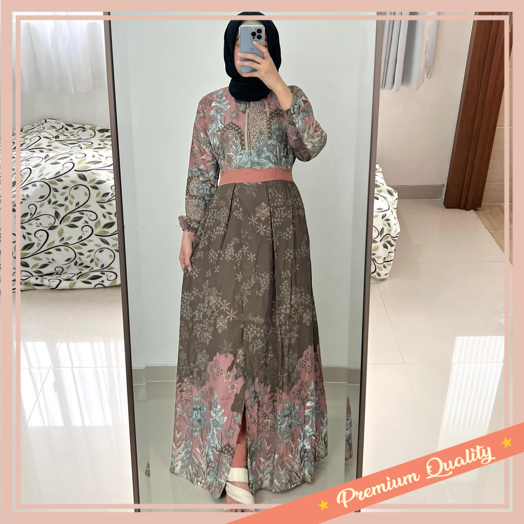 GAMIS CEWEK LEBARAN 2025 CANTIK / Setelan Gamis Bella - Gamis Serut Pesta Raya Syari wanita Casual L