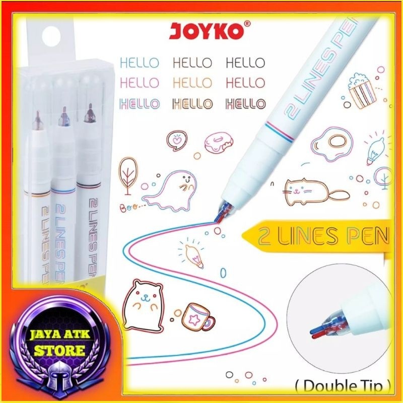

Color 2 Lines JOYKO Pen CLP-51 Pena Jel 2 Warna Set Isi 3