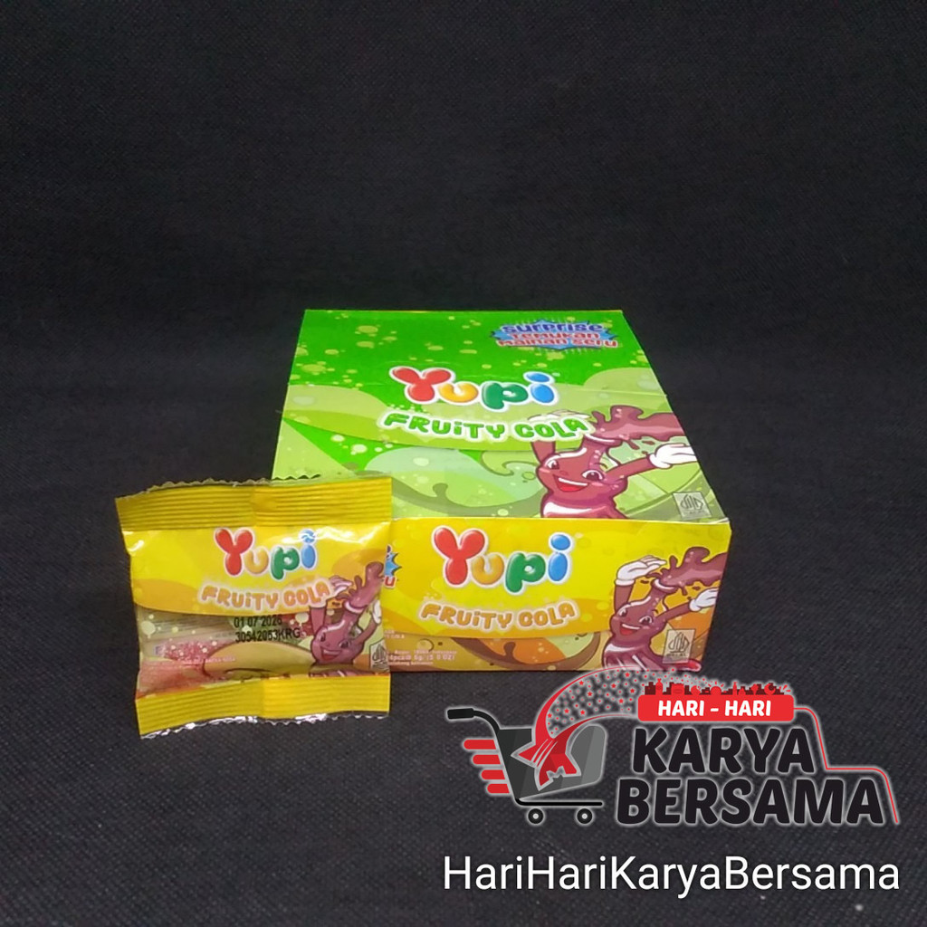 

MAKANAN RINGAN PERMEN GUMMY YUPI FRUITY COLA MINI 24'S X 8GR