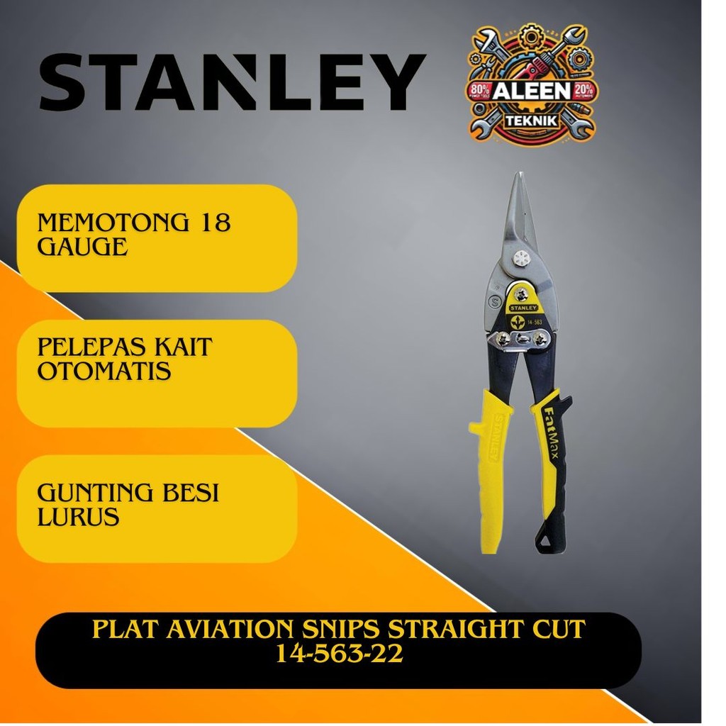 

Gunting Plat Aviation Snips Straight Cut STANLEY 14-563-22
