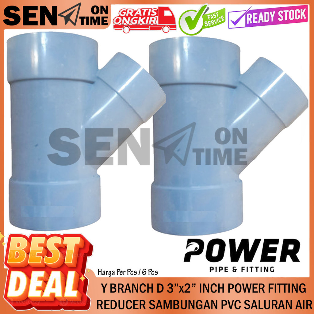 Y Branch D 3x2 Inch Power Fitting Sambungan Pipa Pvc Pralon Reducer T Pertigaan Pipe Paralon Peralon