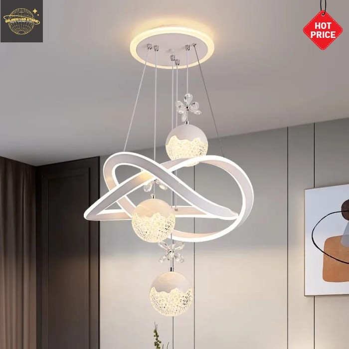 LAMPU HIAS RING DAN BOLA GANTUNG MEWAH / LAMPU HIAS GANTUNG 3 WARNA CAHAYA / LAMPU HIAS ELEGAN