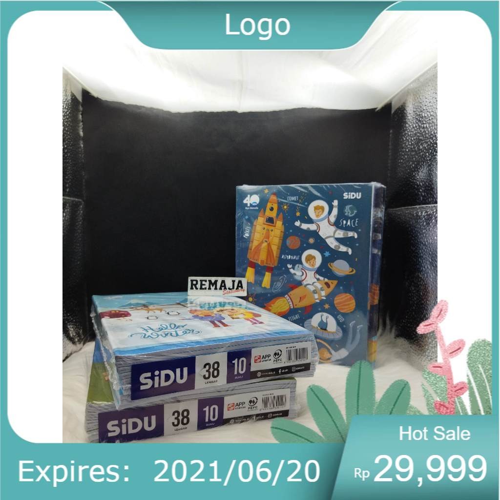 

promo Buku Tulis SIDU 38 per pack isi 10 BUKU (BONUS stiker nama) terlaris