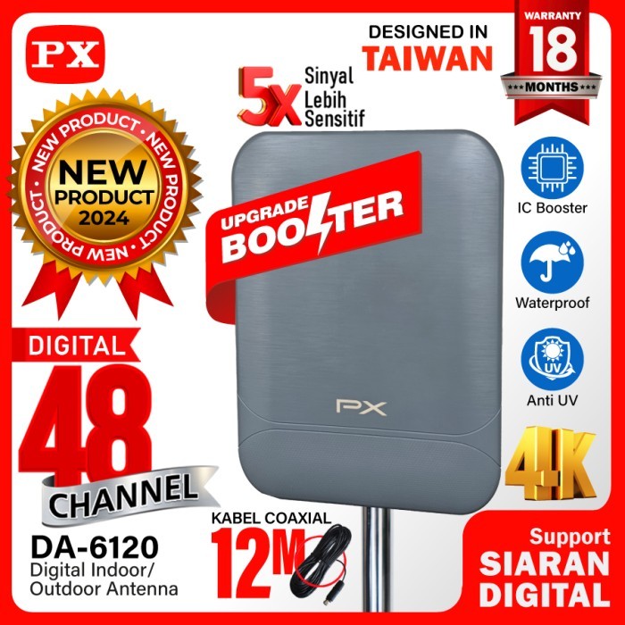 TK.O99 ANTENNA ANTENA TV DIGITAL INDOOR OUTDOOR DALAM LUAR BOOSTER DVBT2 4K PX DA-6120