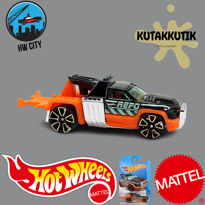 Hotwheels Mobil Truk Derek Towing Truck Repo Duty Hitam Orange HW City