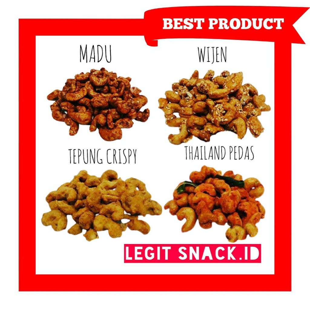 

Kacang Mede Rasa Asin Madu Wijen Tepung Crispy Thailand Pedas 500 Gram