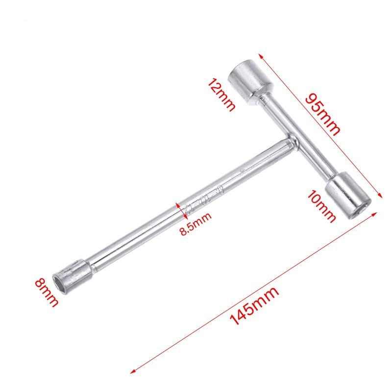 Kunci Shock T 8 10 12 Mm Kunci T Mini Cr-V Chrome Vanadium Socket Wrench