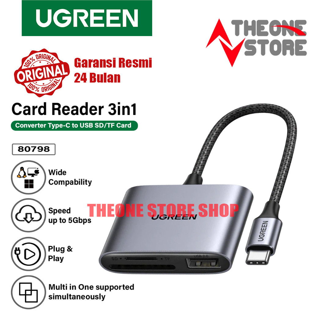 UGREEN Card Reader OTG USB Type C to SD TF MicroSD Memory Card USB Flashdisk