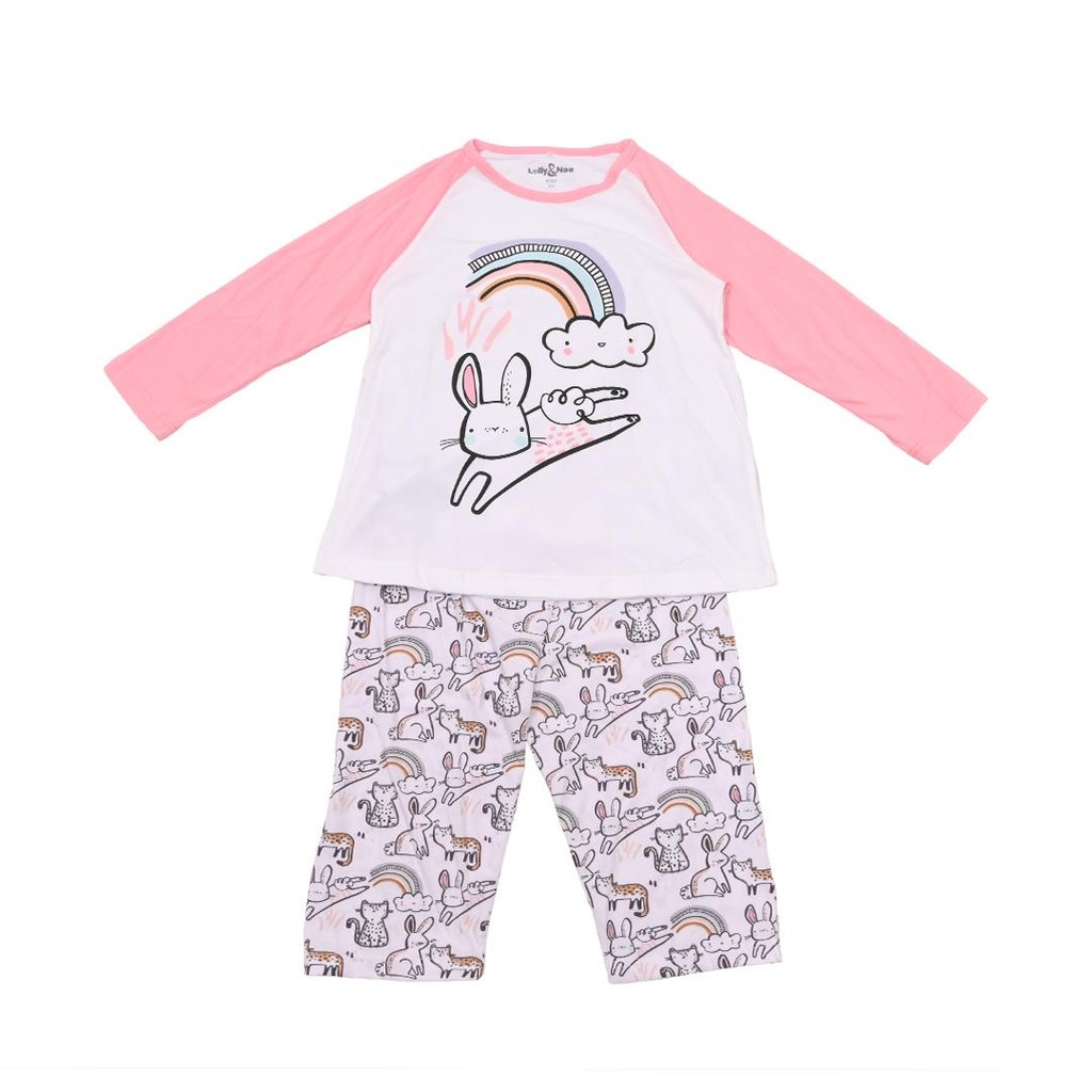 Rambla - Lolly & Noe Setelan Piyama Anak Perempuan Lengan Panjang Bunny & Friends