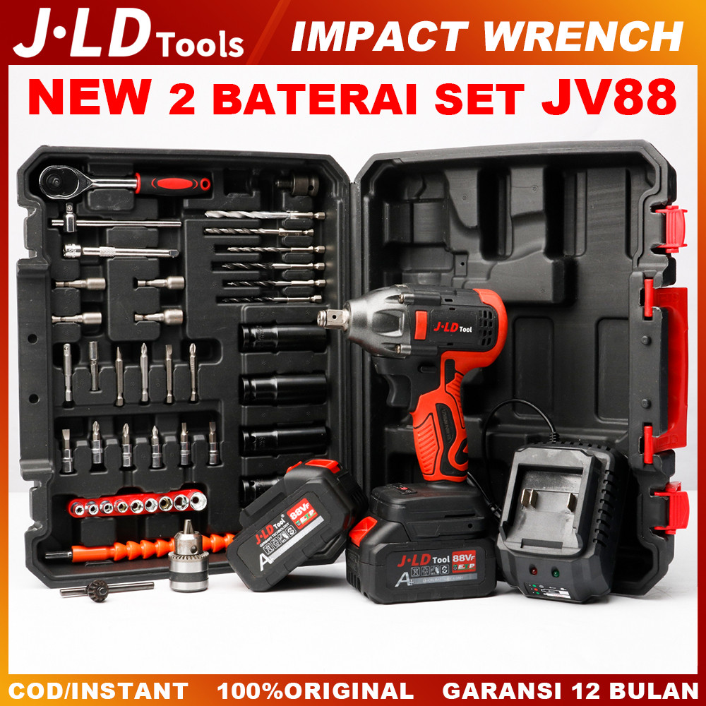 JLD 47Pcs Impact baterai Set 88VF Brushless Impact jld JV88 2baterai 13MM Impact wrench Cordless