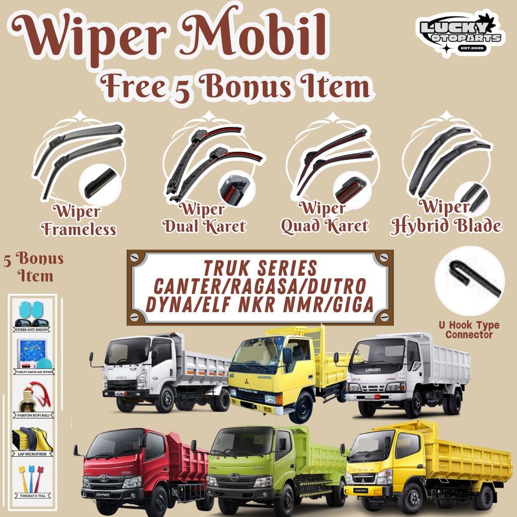 Wiper Truk Series Canter/Ragasa/Dyna/Dutro/Elf NMR/Elf NKR/Isuzu Giga Sepasang Kanan dan Kiri
