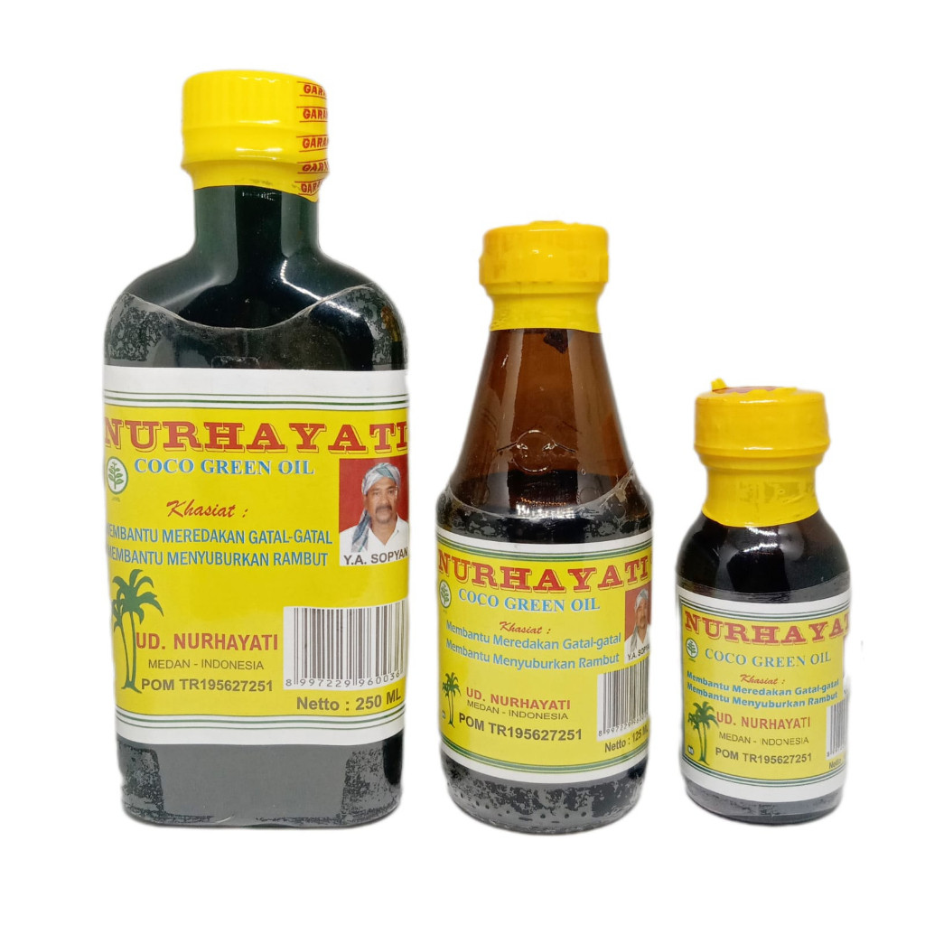 Minyak Nurhayati Kelapa Hijau, sakit kepala,sakit pinggang,pegal Vicaris Minyak kronyo kolon cologne