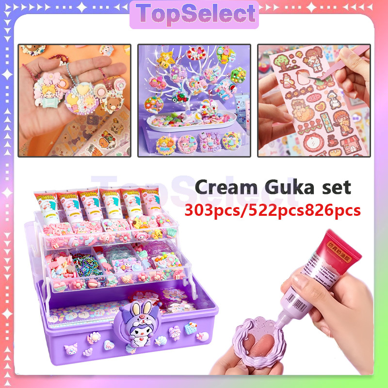 DIY Guka Set DIY Gantungan Kunci Akrilik Set DIY Keychain Guka Stiker Deco Cream Set