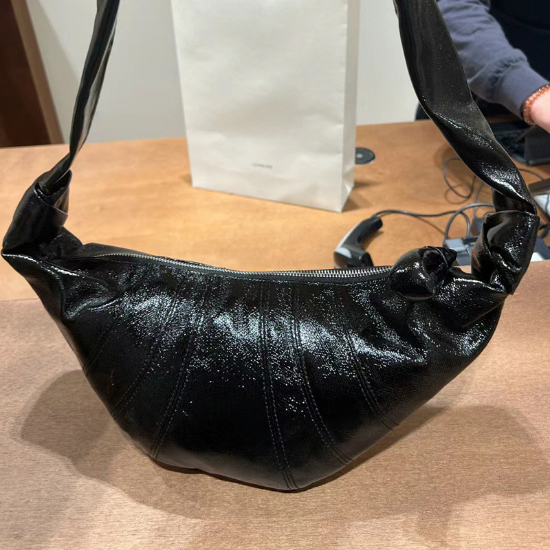 LEMAIRE Linen Coated Croissant Commuter Versatile Messenger Bag Genuine Leather Croissant Large Capa