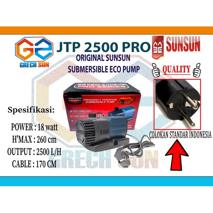 ORIGINAL SUNSUN JTP 2500 SUBMERSIBLE ECO PUMP AQUARIUM KOLAM IKAN