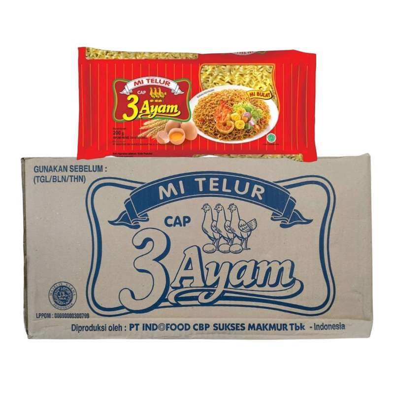 

Mi Telur Cap 3 Ayam Mi Bulat Merah 1 Karton ( 20 x 200gr )