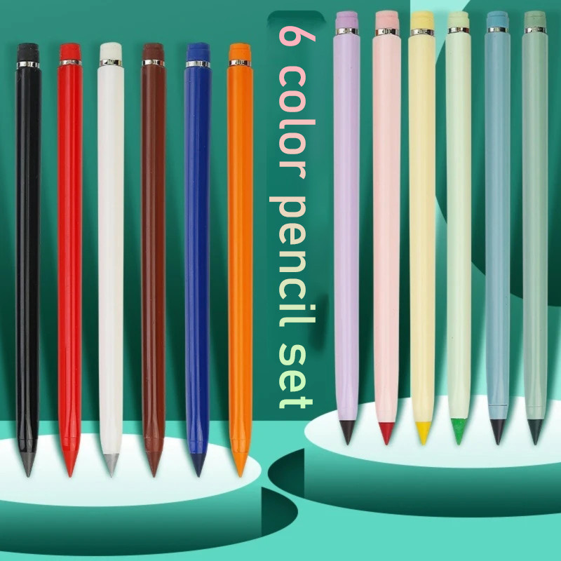 

6 Color Pencil Set Eternal Unlimited Pencil for Kids Infinity Pen Sketch Painting Stationery Kawaii Crayons Coloring Pencils
