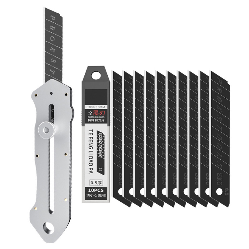 

Durable Stainless Steel Utility Knife, Sharp 18mm Black SK5 Carbon Steel Snap off Blades Box Cutter for Warehouse,Home Office