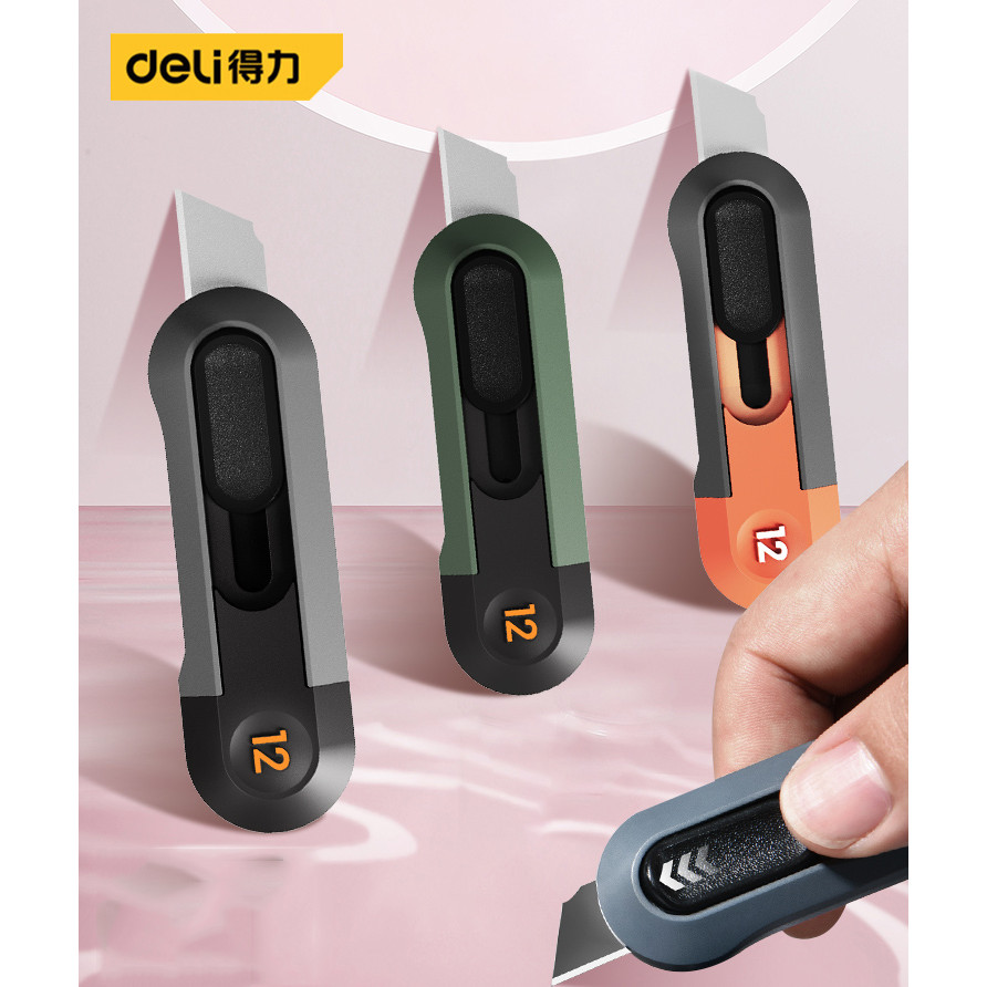 

Deli Mini Pocket Knife нож Protable Utility Knives Box Cutter Couteau Auto-Retract Safer Front Self-Locking SK5 Blades for Box
