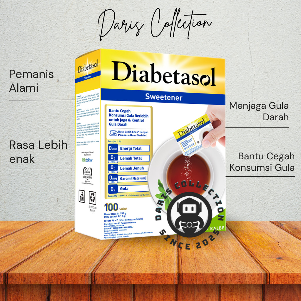 

Diabetasol Sweetener Isi 100 Sachet Pemanis Rendah Kalori Untuk Diabetes