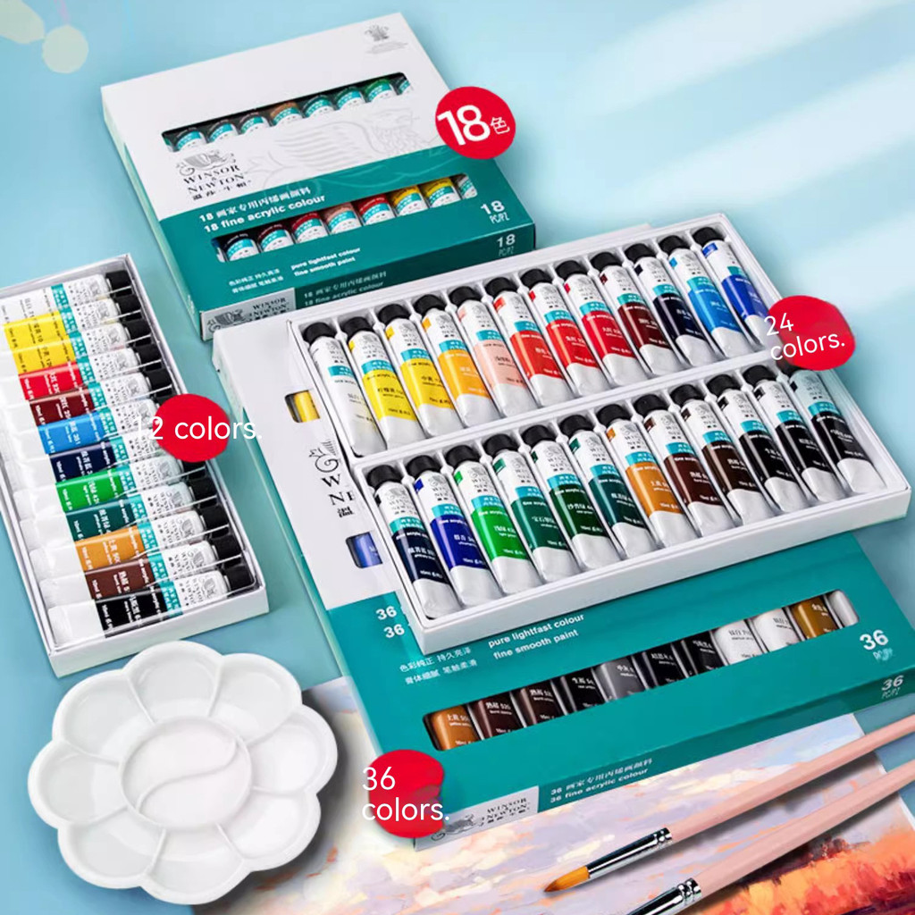 

WOR&NEWTON Professional Acrylic Paints Set 12/18/24/36 Colors 10ml DIY Pigment Art Hand Painted Wall Painting Textile Paint