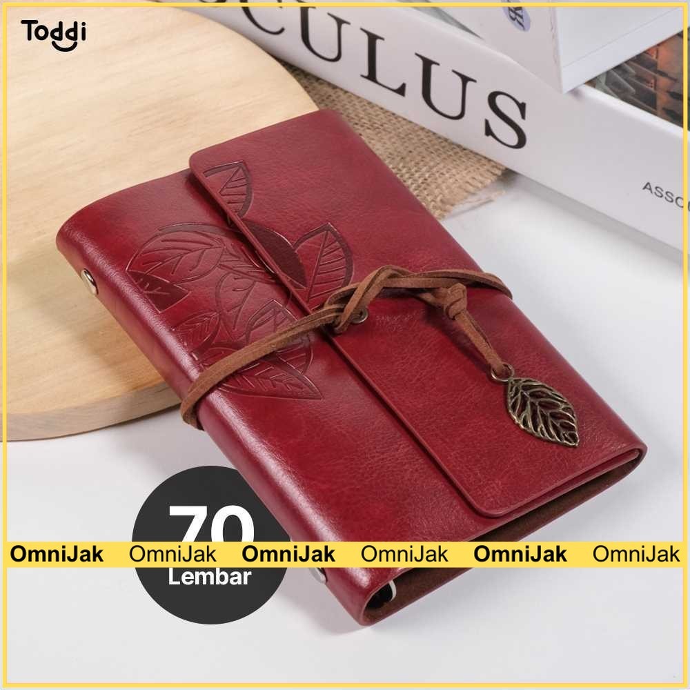 

Toddi PHANTACI Buku Catatan Binder Kulit Retro Leaf Kertas B7 - BSD666
