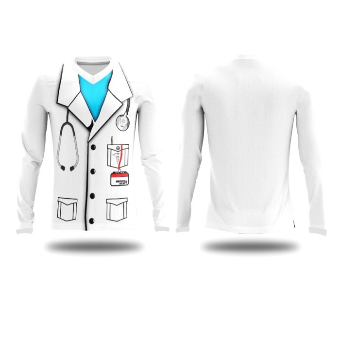 Jersey Baju Kaos Kostum Seragam Jas Dokter Olahraga Dryfit | DOKTER - Biru, XS