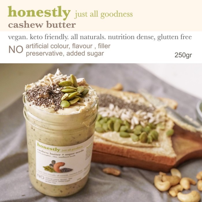 

HONESTLY cashew butter - super seeds - chia pumpkin sunflower seeds - cashew