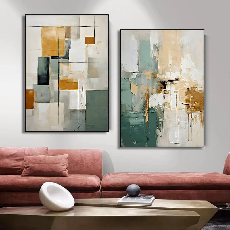 

Abstract Minimalist Geometric Green Earth Tones Poster Texture Canvas Painting Modern Wall Art for Living Room Home Decor