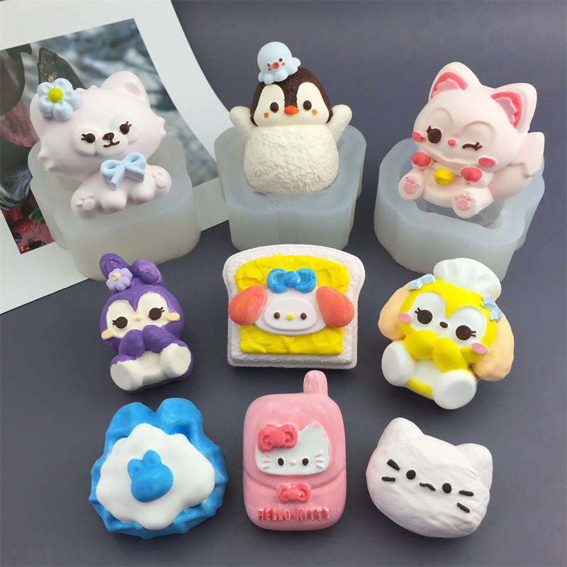 

3D Cartoon Bread Shape Candle Silicone Mold Creative Snack Shape DIY Art Soap Aromatherapy Candle Making mochi squishy toy Mould