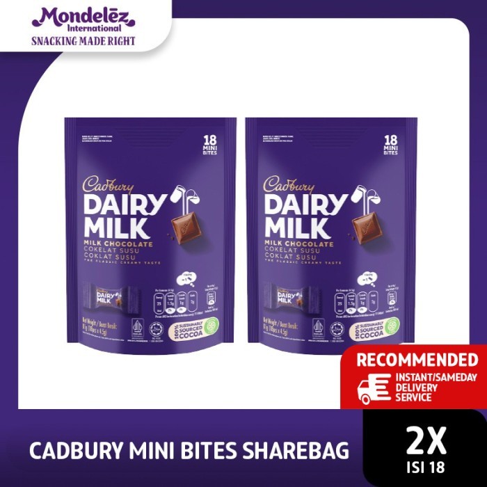 

Cadbury Dairy Milk Cokelat Mini Bites Sharebag Isi 18 - 2 Pack