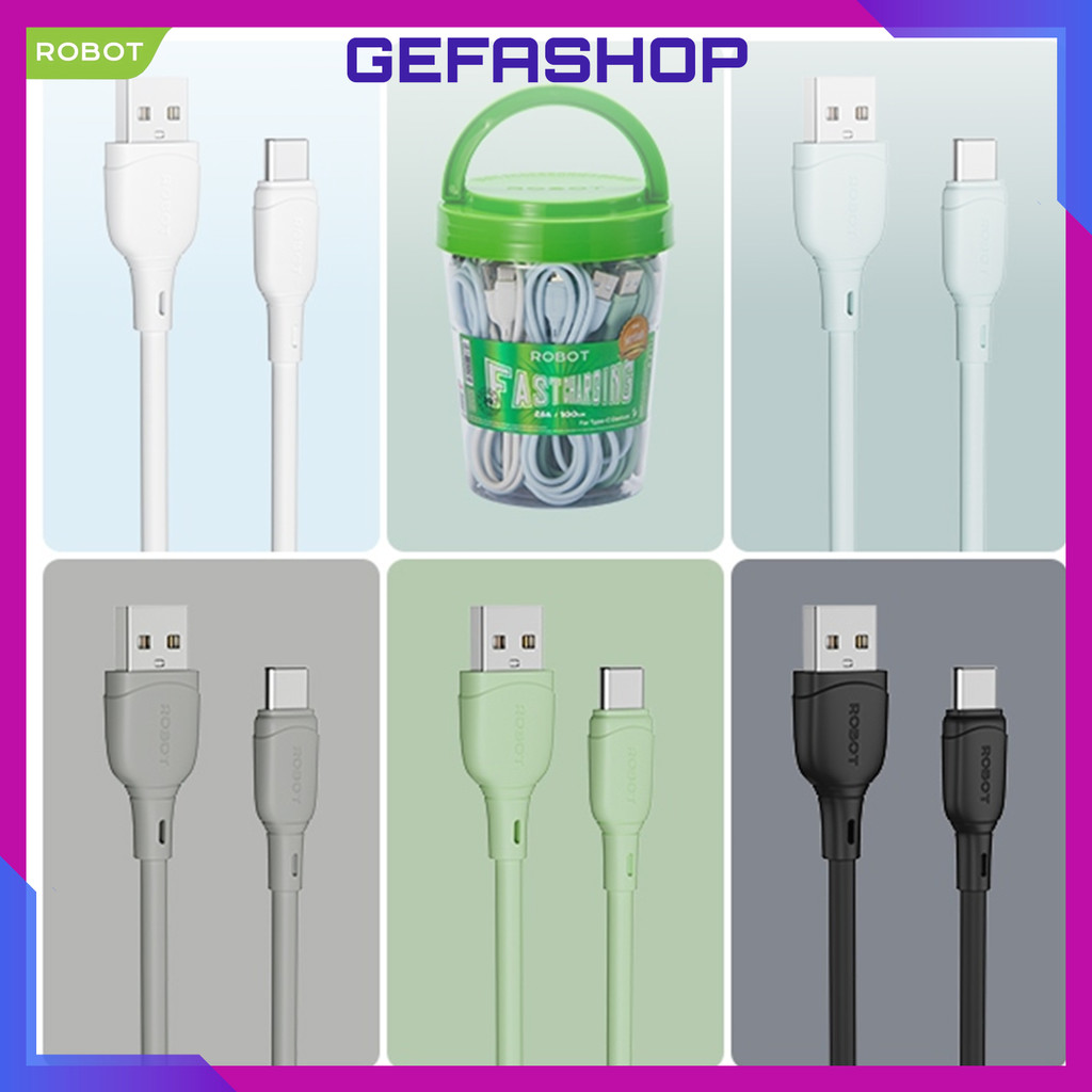 Kabel cas Type C - ROBOT Kabel type C Fast Charging - Cas HP Kuat Cepat dan Tahan Lama