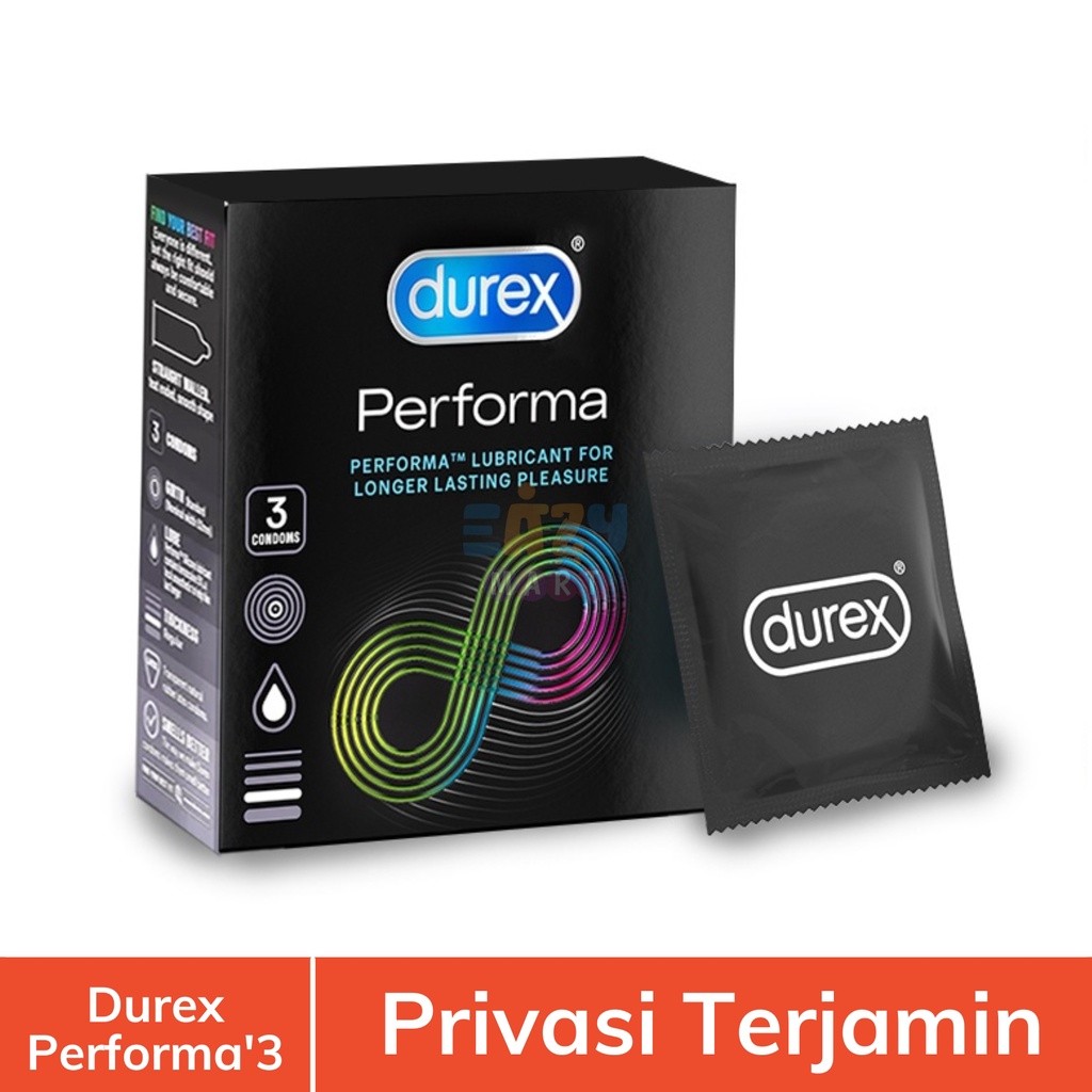 [oddsolshop] pekanbaru/Durex Performa 3 PCS Kondom Hitam Lubricant For Longer Lasting Condom