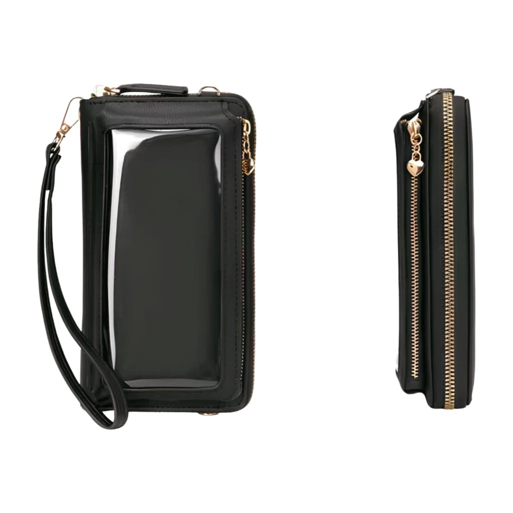 [PROMO] Dompet Wanita Transparan Dompet HP Kartu Uang Kulit Import Korea Style Dompet Selempang Cewe