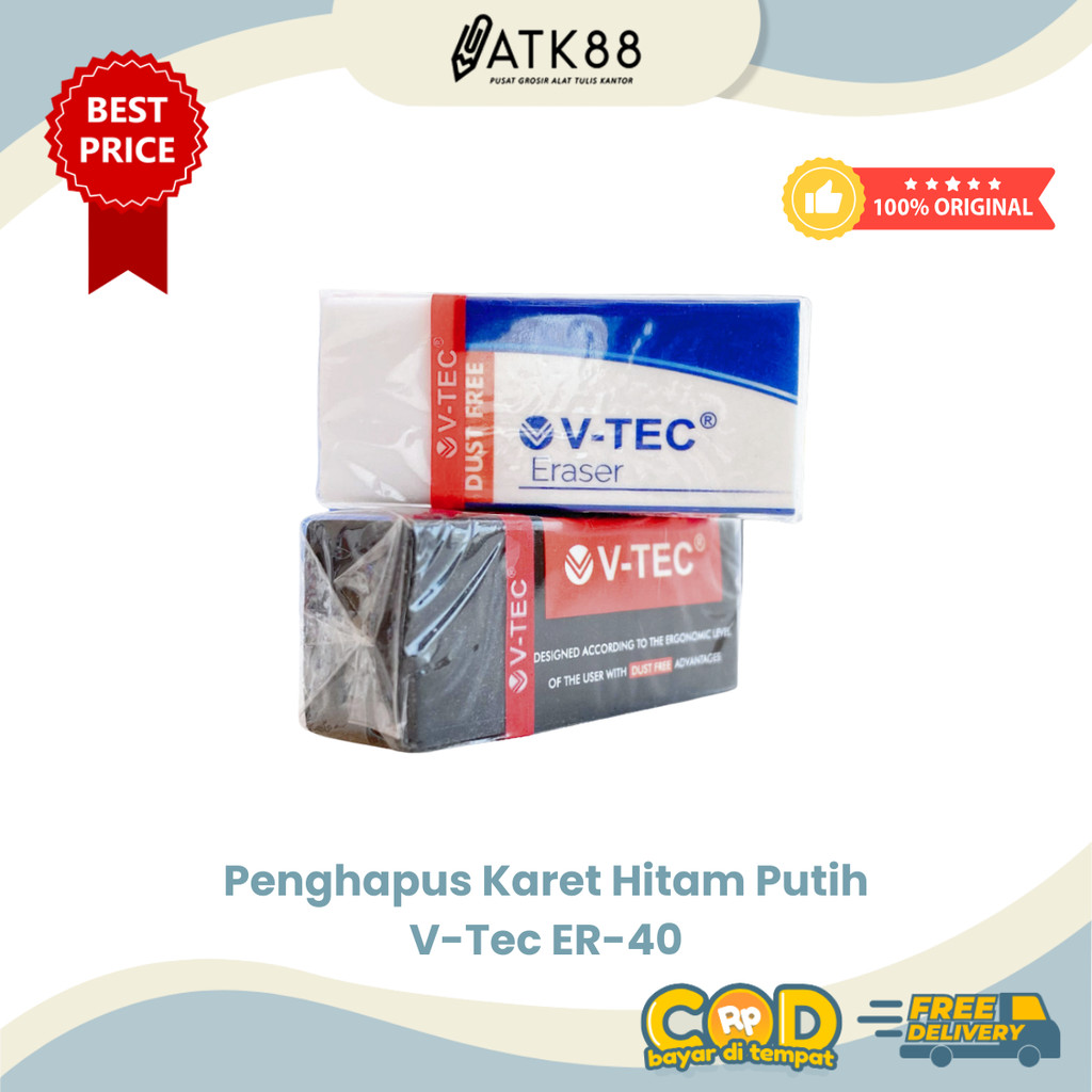 

[ATK88] Penghapus Pensil Kecil V-Tec ER-40WH (Putih) / ER-40BL (Hitam) 1 BUAH