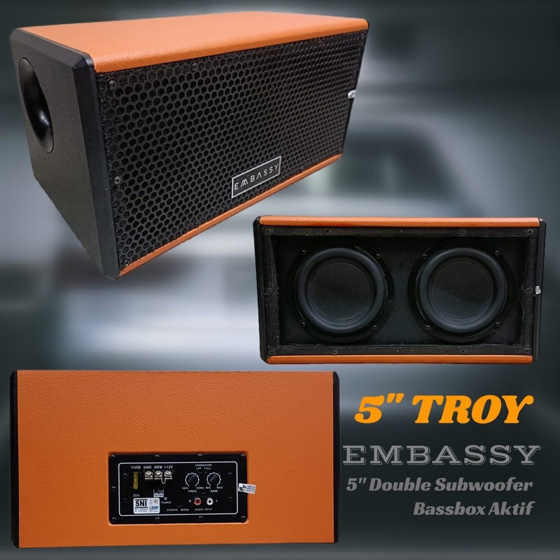 Subwoofer Aktif Embassy 5 TROY Original double 5 inch embassy troy