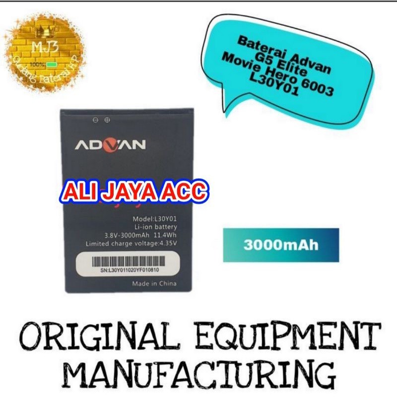Batre / Baterai Hp Advan G5 ELITE /movie Hero 6003/L30Y01 100% ORIGINAL
